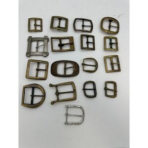 Lot of 16 Asst. Metal Belt Buckles‎ Antique Brass Silver Tone Crafting Supplies